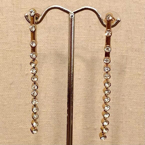 Ann Taylor | Linear Crystal Drop Earrings | 2.5” Length - Picture 2 of 2